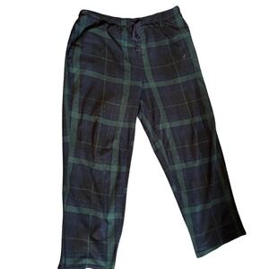 Perry Ellis Portfolio Mens Green Navy Blue Plaid Fleece Pajama Pants Large L